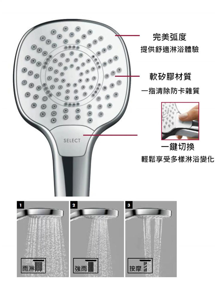 hansgrohe 三段式蓮蓬頭 Croma Select E，26810-40